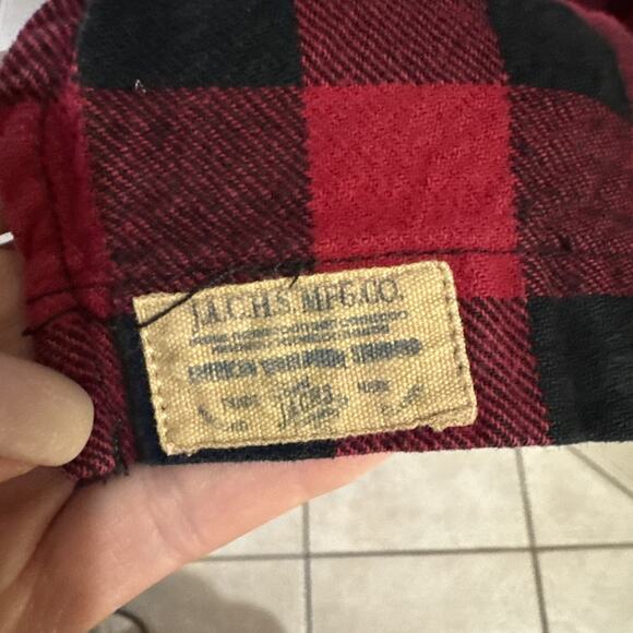 JACHS Men’s Brawny Flannel Shirt Black and Red Size Large/Tall - Picture 4 of 16